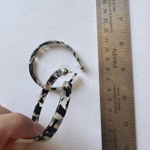 Gray and Black Hoop Earrings